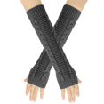 thumbnail image 1 of Resicozy Arm Warmers Long Fingerless Gloves Knit Wrist Women Thumb Hole Arm Warmers, Cute Y2k Clothes, Long Knitted Stretchy Mittens Dark Gray, 1 of 3