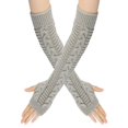 thumbnail image 1 of Resicozy Arm Warmers Long Fingerless Gloves Knit Wrist Women Thumb Hole Arm Warmers, Cute Y2k Clothes, Long Knitted Stretchy Mittens Light Gray, 1 of 3