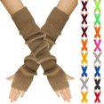 thumbnail image 1 of Resicozy Arm Warmers Women, Women's Long Stretchy Fingerless Gloves with Thumb Hole Knit Arm Sleeves for Women Y2k Khaki, 1 of 3