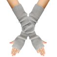 thumbnail image 1 of Resicozy Arm Warmers, Women's Long Knit Fingerless Gloves with Thumb Hole Stretchy Knit Fabric, Long Sleeve Coverage to Elbow Light Gray, 1 of 2