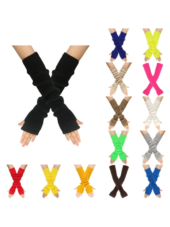 Arm Warmers for Women Long Fingerless Y2K Arm Warmers Elastic Slim Fit Fingerless Design Black