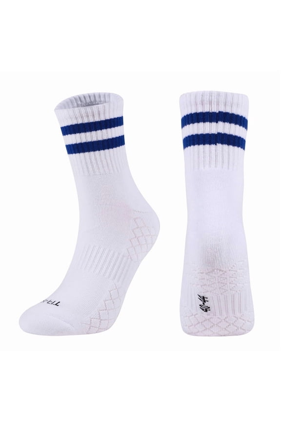 Athletic Socks for Men Women 2026 Sport Running Calf Socks Breathable Solid Crew Sock with Striped White with Blue Striped