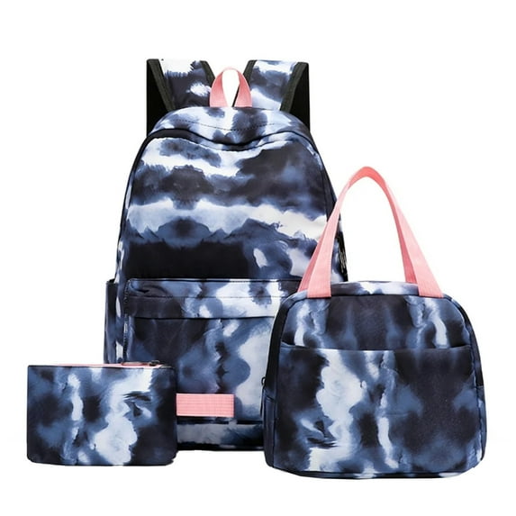 Resicozy Backpack for Womens Bag colorful Tie Dye backpack With Lunch Box and Pencil Case Black