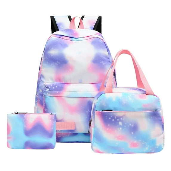 Resicozy Backpack for Womens Bag colorful Tie Dye backpack With Lunch Box and Pencil Case Purple Pink