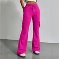 thumbnail image 1 of Resicozy Baggy Flare Cargo Pants for Women Hiking Wide Leg Pants with Pockets Y2K Clothes Casual Travel Hot Pink L, 1 of 8