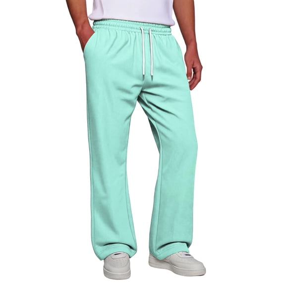 Resicozy Baggy Sweatpants Men Casual Straight Wide Leg Fleece Sweat Pants Athletic Workout Gym Jogger with Pockets Cyan XL