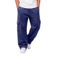 thumbnail image 1 of Resicozy Baggy Sweatpants Men Fall Winter Casual Fleece Wide Leg Drawstring Cargo Sweat Pants Athletic Gym Jogger with Pockets Navy M, 1 of 9