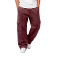 thumbnail image 1 of Resicozy Baggy Sweatpants Men Fall Winter Casual Fleece Wide Leg Drawstring Cargo Sweat Pants Athletic Gym Jogger with Pockets Wine M, 1 of 9