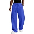 thumbnail image 1 of Resicozy Baggy Sweatpants Men Wide Leg Barrel Sweat Pants Lightweight Travel Pants Streetwear with Pocket Blue M, 1 of 7