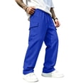 thumbnail image 1 of Resicozy Baggy Sweatpants Men Wide Leg Casual Joggers Cotton Loose Drawstring Elastic Waist Pants with Pockets Royal Blue 3XL, 1 of 8