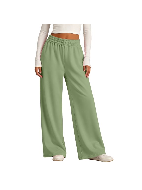 Baggy Sweatpants Women Cute Lightweight Slacks with Pockets Wide Leg Lounge Pants Casual Fashion Oversized Pant Mint Green S