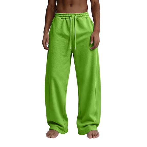 Resicozy Baggy Sweatpants for Men Baggy Casual Straight Wide Leg Sweat Pants Athletic Workout Gym Jogger with Pockets Fluorescent Green 2XL