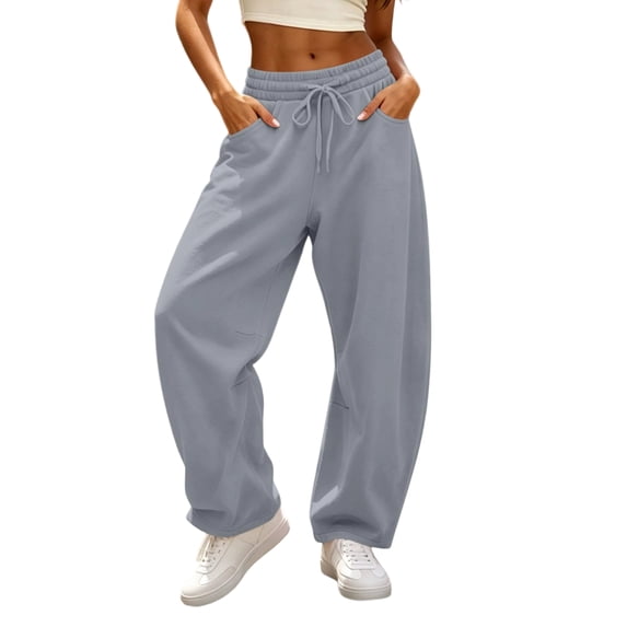 Resicozy Barrel Sweatpants Women 2026 Fall Winter Fashion Casual Baggy Wide Leg Comfy Flowy Workout Sweat Pants with Pockets Gray XL