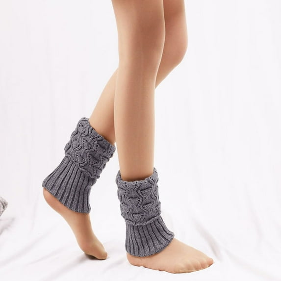 Resicozy Boot Socks for Women Winter Warm Boot Cuffs Knitted Solid Color Short Leg Warmers Boot Topper Socks Dark Gray