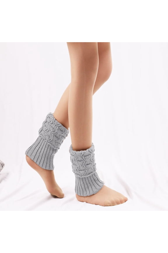 Boot Socks for Women Winter Warm Boot Cuffs Knitted Solid Color Short Leg Warmers Boot Topper Socks Light Gray