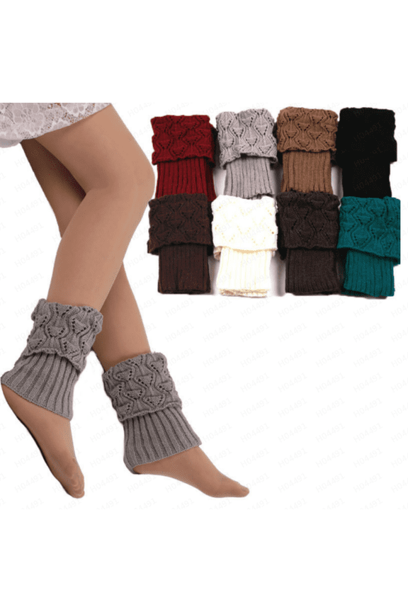 Boot Socks for Women Winter Warm Cable Knit Boot Cuffs Solid Short Leg Warmers Boot Gifts Black
