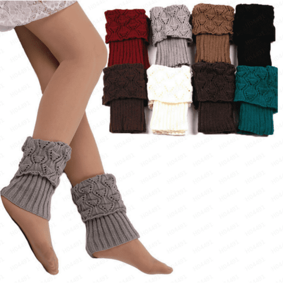 Resicozy Boot Socks for Women Winter Warm Cable Knit Boot Cuffs Solid Short Leg Warmers Boot Gifts Dark Blue