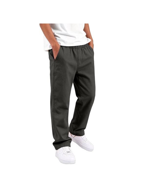 Boys Elastic Waist Pants Uniform School Twill Trousers for Kids with Pockets, Back to School Clothes 2-12 Years 150
