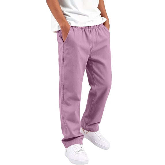 Resicozy Boys Elastic Waist Pants Uniform School Twill Trousers for Kids with Pockets, Back to School Clothes 2-12 Years White 130