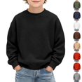 thumbnail image 1 of Resicozy Boys Long Sleeve Waffle Shirts Crewneck Sweatshirt Fall Winter Basic Shirt, Casual School Daily, Toddler Kids, Soft Comfortable 3-14 Years Black 140, 1 of 9
