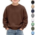 thumbnail image 1 of Resicozy Boys Long Sleeve Waffle Shirts Crewneck Sweatshirt Fall Winter Basic Shirt, Casual School Daily, Toddler Kids, Soft Comfortable 3-14 Years Brown 110, 1 of 9