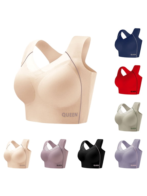 Bra Older Women 2026 Casual Push-Up Full Cup Bra Posture Correction Bras for Senior Women Black 42