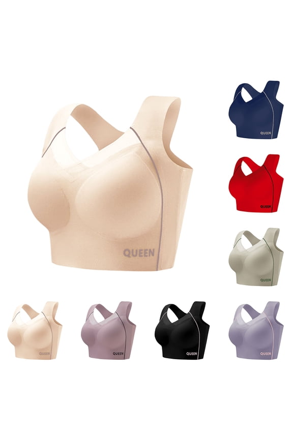 Bra Older Women 2026 Casual Push-Up Full Cup Bra Posture Correction Bras for Senior Women Red 44