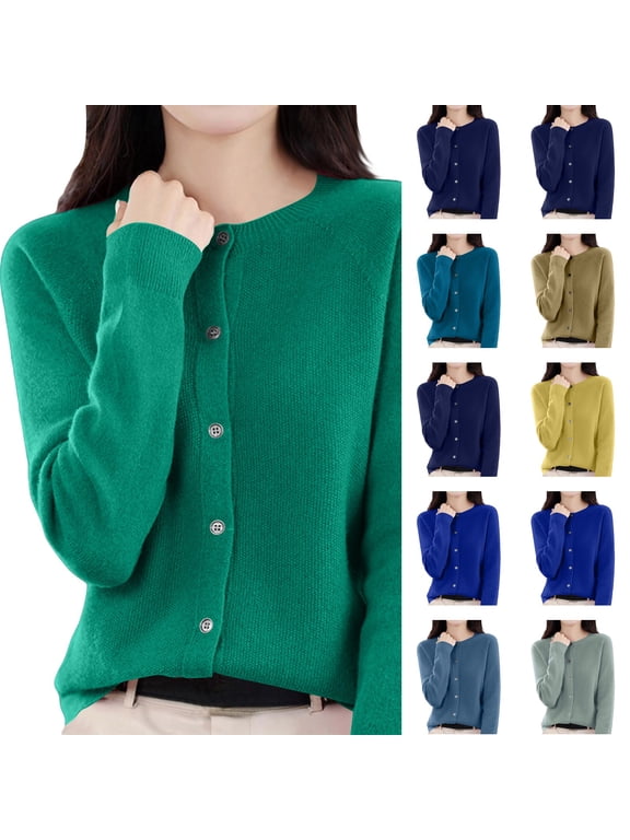 Cardigan Sweaters for Women Lightweight Cozy Long Sleeve Tops Plus Size Warm Button Up Down Cardigan Green L