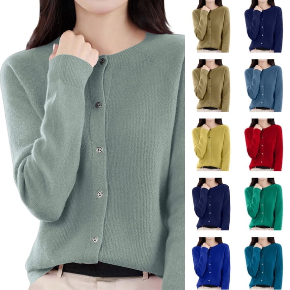 Resicozy Cardigan Sweaters for Women Lightweight Cozy Long Sleeve Tops Plus Size Warm Button Up Down Cardigan Mint Green M