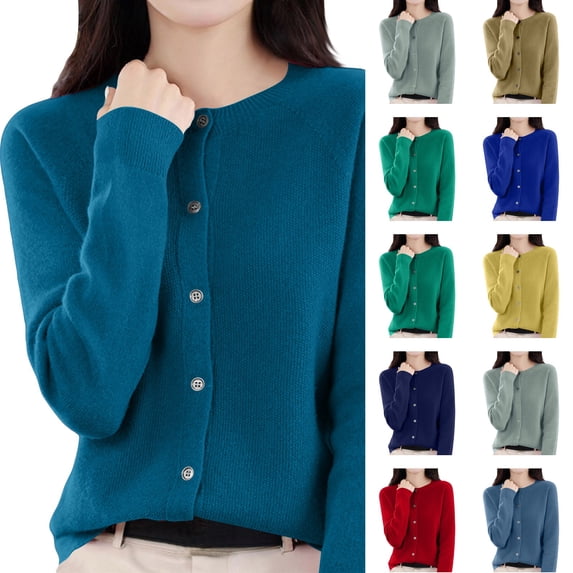 Resicozy Cardigan Sweaters for Women Lightweight Cozy Long Sleeve Tops Plus Size Warm Button Up Down Cardigan Sky Blue L