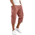 thumbnail image 1 of Resicozy Cargo Capri Pants for Men Casual Elastic Waist Work Shorts Relaxed Fit Hiking Tactical Capris with Multi Pockets Watermelon Red M, 1 of 8