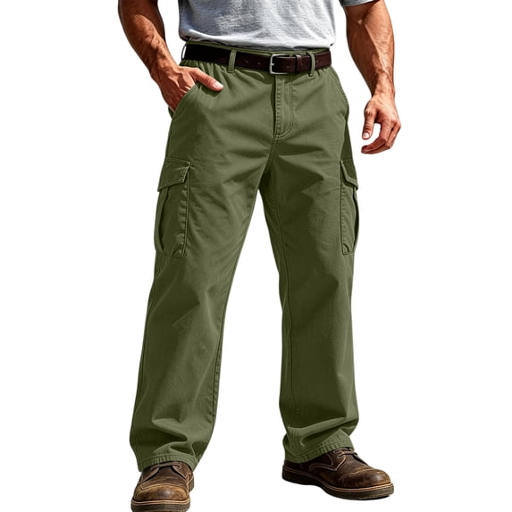 Resicozy Cargo Pants for Men Work Trousers Multi Pockets Outdoor Stretch Pants for Hiking Army Green 3XL