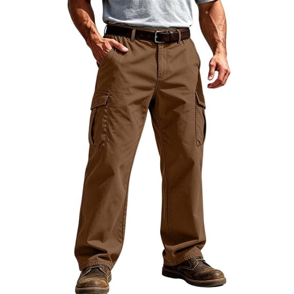 Resicozy Cargo Pants for Men Work Trousers Multi Pockets Outdoor Stretch Pants for Hiking Coffee 4XL