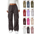 thumbnail image 1 of Resicozy Cargo Pants for Women with Pockets Lightweight Baggy Hiking Pants Casual Travel Brown L, 1 of 6