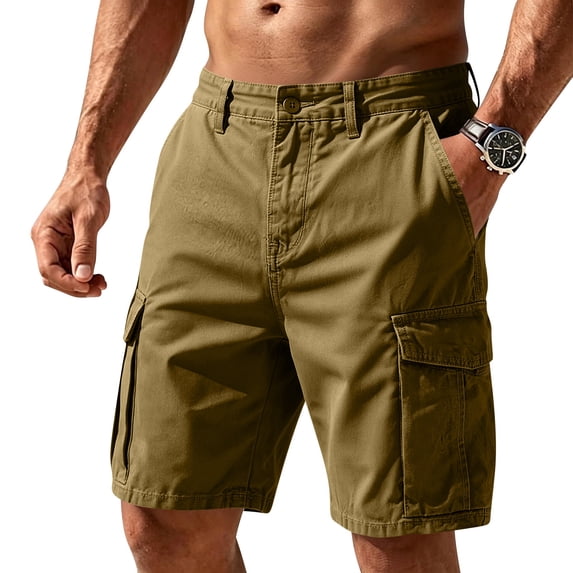 Resicozy Cargo Shorts for Men 2026 Casual Work Summer Shorts with Pockets Relaxed Fit Camel 2XL