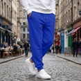 thumbnail image 1 of Resicozy Casual Joggers for Men Cotton Drawstring Elastic Waist Cargo Pants Lightweight Sweatpants with Pockets Blue L, 1 of 7