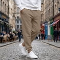 thumbnail image 1 of Resicozy Casual Joggers for Men Cotton Drawstring Elastic Waist Cargo Pants Lightweight Sweatpants with Pockets Light Brown S, 1 of 7