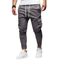 thumbnail image 1 of Resicozy Causal Cargo Sweatpants for Men Drawstring Waist Joggers with Pockets Soft Athletic Workout Track Pants Dark Gray 2XL, 1 of 5