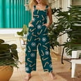 thumbnail image 1 of Resicozy Christmas Linen Jumpsuits for Women Adjustable Strap Xmas Print Romper Pajama Plus Size Pajamas Holiday Overalls Dark Green 2XL, 1 of 6