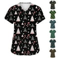 thumbnail image 1 of Resicozy Christmas Scrubs Tops for Women Funny Print Short Sleeve V Neck Cute Nurse Uniforms T Shirts with Pockets Royal Blue 3XL, 1 of 6