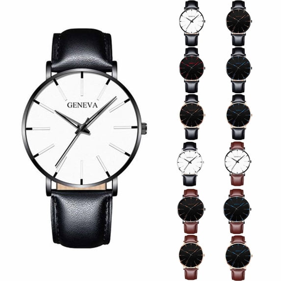 Resicozy Classic Gentleman Quartz Watch Leather Band Watch Dial Office Daily Male Wristwatch I One Size