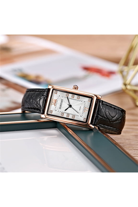 Classic Square Watches for Women and Men 2026 with Numerals Casual Fashion Dress Watch Black