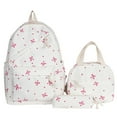 thumbnail image 1 of Resicozy Coquette Bow Backpack Women Aesthetic Nylon Rucksack Cute Kawaii Backpack 3pcs Set with Bow Pattern with Lunch Box White, 1 of 3