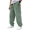 thumbnail image 1 of Resicozy Corduroy Casual Pants for Men Fashion Loose Fit Wide Leg Pants Straight Sweatpants with Pockets Elastic Waist Drawstring Light Green L, 1 of 6