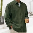thumbnail image 1 of Resicozy Corduroy Shirts for Men 2026 Fashion Long Sleeve Casual Solid Color Button Down Shirt Collar Spring Fall Army Green 3XL, 1 of 6