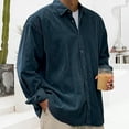 thumbnail image 1 of Resicozy Corduroy Shirts for Men 2026 Fashion Long Sleeve Casual Solid Color Button Down Shirt Collar Spring Fall Navy L, 1 of 6