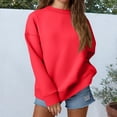 thumbnail image 1 of Resicozy Crew Neck Sweatshirts Women Oversized Sweatshirt Loose Fit Plain Cute Hoodies Y2K Fall Trendy Pullover Red 2XL, 1 of 5