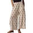 thumbnail image 1 of Resicozy Cropped Lace Hem Leg Pants for Women Polka Dot Summer High Waist Balloon Lightweight Beach Trousers with Pockets Khaki 2XL, 1 of 6