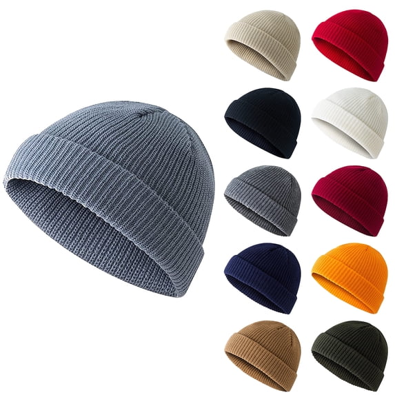 Resicozy Cuff Beanie Hat for Men Warm Winter Caps Soft Breathable Cozy Stretchy Knitted Cuffed Cap Yellow