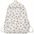 thumbnail image 1 of Resicozy Cute Coquette Bow Backpacks for Women Mochilas Casual Pattern Ribbon Print Style Backpacks Khaki, 1 of 7